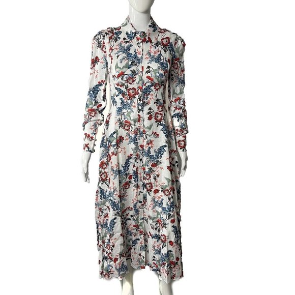 Erdem - New w/ Tags - Josianne Bird Blossom Linen Shirt-UK 6- US 2 - Dress - Picture 1 of 13